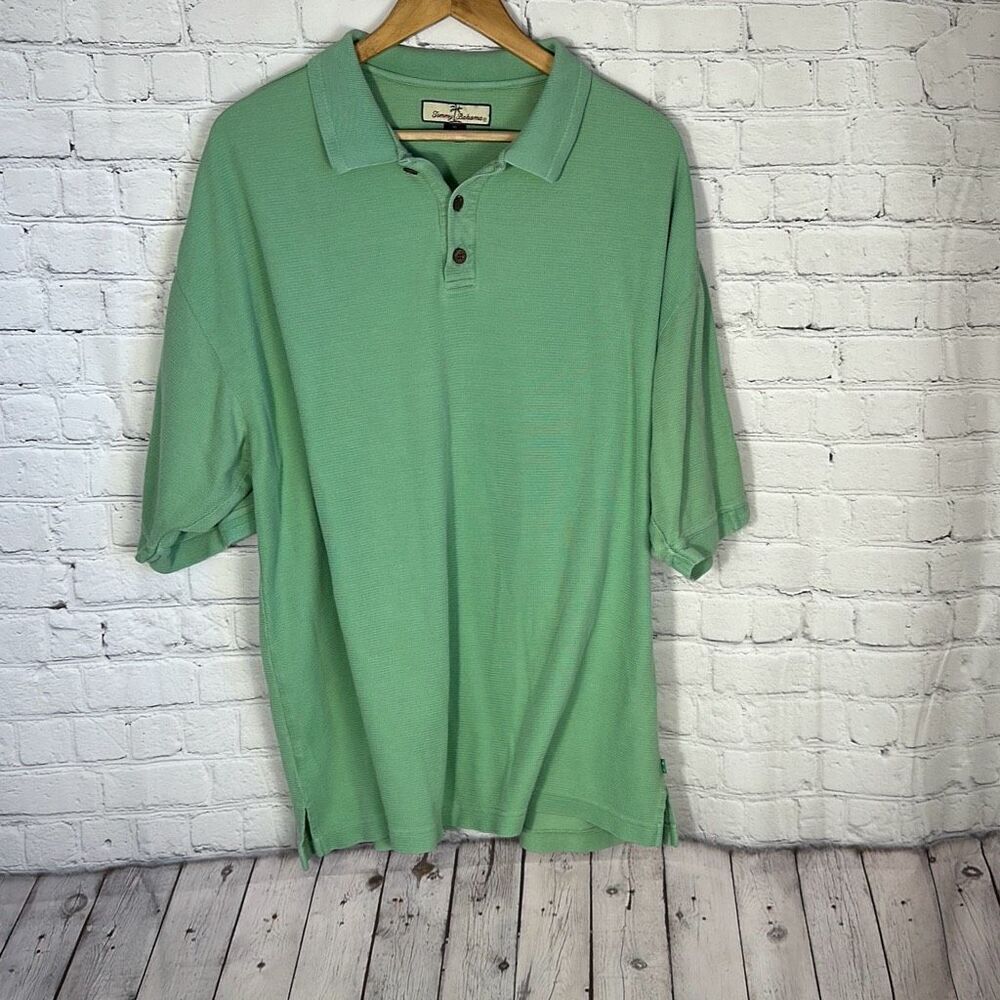 Tommy Bahama Mens Green Silk Blend Golf Polo Shirt size XL T2917